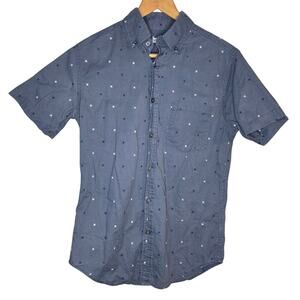 Merona Small Men's Gray 100% Cotton Patterned Button-Down Shirt [0303]